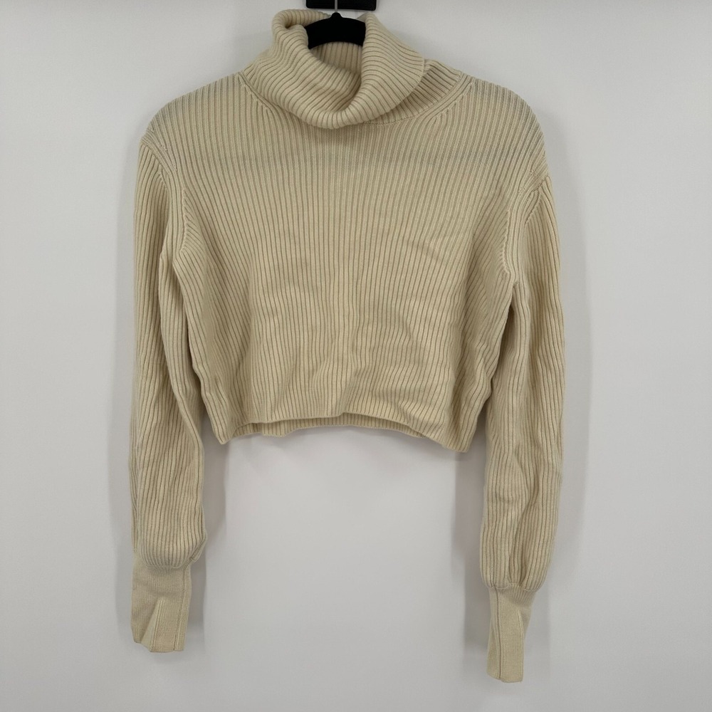 Wilfred Aritzia Sweater Women's Small Yellow Ribbed Montpellier Waist Turtleneck